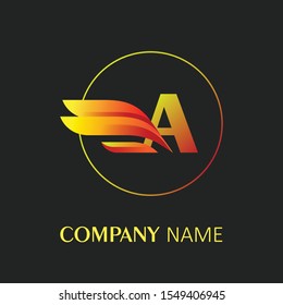 Letter A logo with circle and wing element