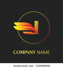 Letter I logo with circle and wing element