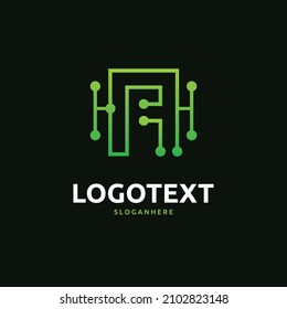 A letter logo, A circuit logo, Tech logo design