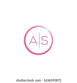 AS Letter Logo Circular Pink Splash Brush Concept.