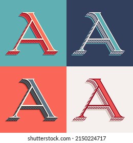 A letter logo in classic three-dimensional style. Perfect for creating classical college or sports printing, retro design, clothing embroidery, unique packaging, vintage header, luxury identity
