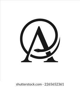letter A logo and coiled snake