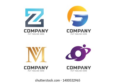Letter Logo collection, Abstract logotype for business company, sports, digital technology, social media, geometric icons set