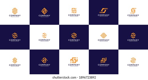 Colección del logotipo de la carta con logotipo inicial s, concepto moderno monograma