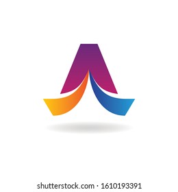 letter A logo color vector element swoosh design