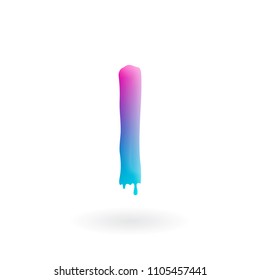 Letter I logo. Colored paint character with drips. Dripping liquid symbol. Isolated art concept vector.