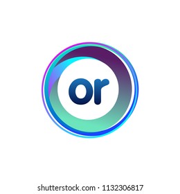 Letter OR logo with colorful circle, letter combination logo design with ring, circle object for creative industry, web, business and company.