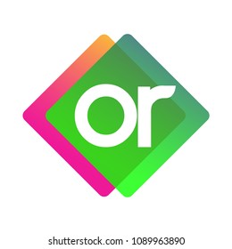 Letter OR logo with colorful geometric shape, letter combination logo design for creative industry, web, business and company.