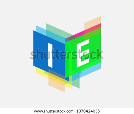 Letter IE logo with colorful geometric shape, letter combination logo design for creative industry, web, business and company.