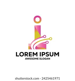 i letra logo colorido degradado abstracto ilustración vectorial