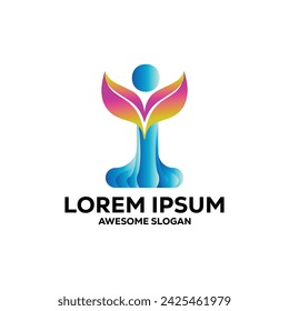 i letter logo colorful  gradient abstract vector illustration