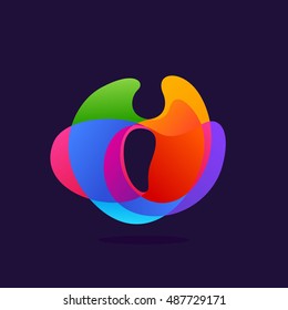 Letter I logo at colorful multicolor splash background. Negative space design. Vector elements for posters, t-shirts and cards. 