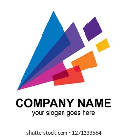 letter A logo with colorful pixel shape
