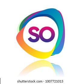Letter SO logo with colorful splash background, letter combination logo design for creative industry, web, business and company.