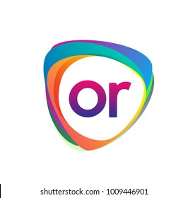 Letter OR logo with colorful splash background, letter combination logo design for creative industry, web, business and company.