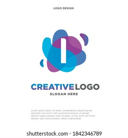 Letter I logo with colorful splash background, letter combination logo design for creative industry, web, business and company.