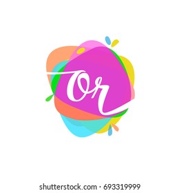Letter OR logo with colorful splash background, letter combination logo design for creative industry, web, business and company.