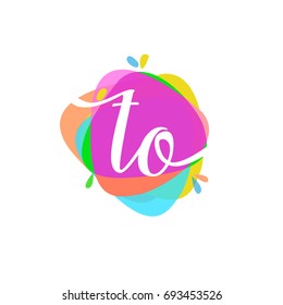 Letter TO logo with colorful splash background.