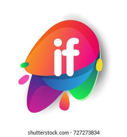 Letter IF logo with colorful splash background, letter combination logo design for creative industry, web, business and company.