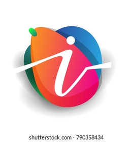 Letter I logo with colorful splash background, letter combination logo design for creative industry, web, business and company.
