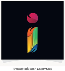 Letter I logo colorful twisted lines style. Logo designs template.