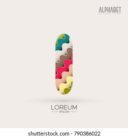 I Letter Logo Colorful Wavy Pattern Design