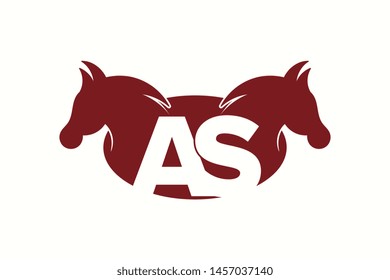 The AS letter logo is combined with the horse's head. Initial A and S combination