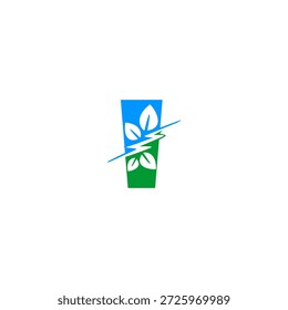 Logotipo de letra i que combina un rayo y una hoja verde. Diseño de Vectores para energías renovables, electricidad ecológica y startups tecnológicas sostenibles.