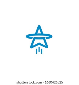 letter A logo concept combination with a unique, creative, simple rocket