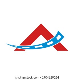 Letter A logo Concept creative symbol minimalist abstract Road icon vector illustration