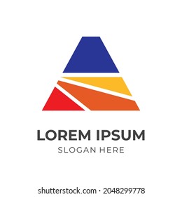 concepto de logotipo de letra A con un estilo de color plano