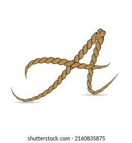 A Letter Logo concept Illustration of hand-drawn capital letters alphabet in rope style on white background