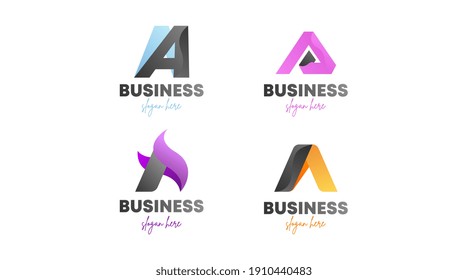 Letter A Logo Concept Isolated in White Background. Letter A Logo Set Vector.