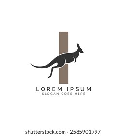 letter I logo Concept with Kangaroo design. Alphabet I with great combination of Kangaroo symbol