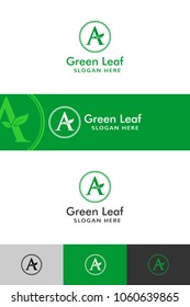 letter logo concept, nature green leaf symbol, initials  icon design
