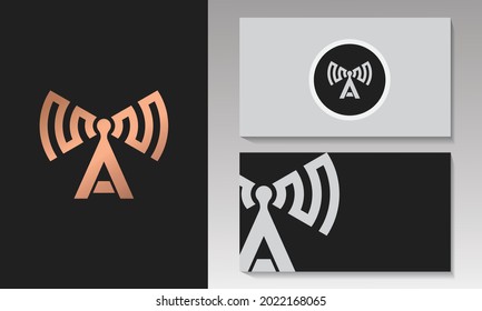 Letter A logo concept. Letter A and telecommunication logo.