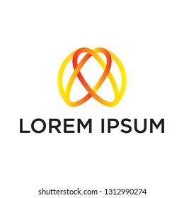 A letter logo created by connecting circle becomes a love icon with an abstract style