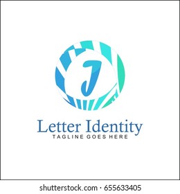 I Letter logo. Creative Blue Line Circle Logo.