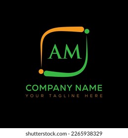 Diseño creativo del logo de la carta de AM. Diseño único de AM.
