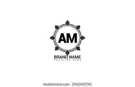 AM letter logo creative design. AM unique design. AM creative initials letter logo concept. AM letter logo design on black background.