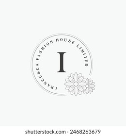 I letter logo with a creative floral concept for company business beauty real estate premium vector