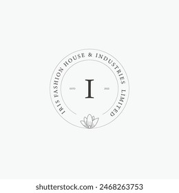 I letter logo with a creative floral concept for company business beauty real estate premium vector