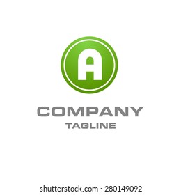 Letter A logo , creative green circle , Elegant calligraphic , Company logo design . vector illustration