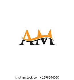 AM Letter Logo With Creative Modern Wave Typography Vector Template. Creative Alphabetical AM Logo Design.
