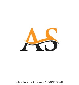 AS Letter Logo With Creative Modern Wave Typography Vector Template. Creative Alphabetical AS Logo Design.
