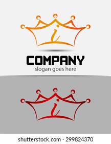 Letter i logo with crown icon design template elements 
