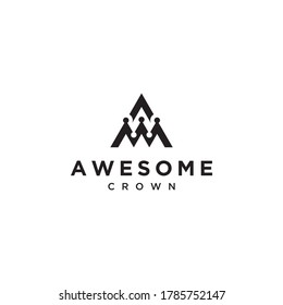 letra A logotipo con icono de corona plantilla de diseño de vector