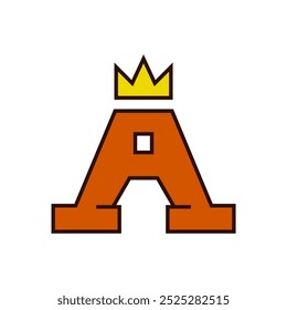 Letter a logo with crown on top. King initials logo