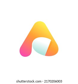 Logo de una carta con esquina ondulada. Icono de estilo de espacio negativo. Papel de nota de degradado colorido. Fuente moderna de origami vectorial limpio para sus emoticones, aplicación criptográfica, identidad nft y etiquetas.
