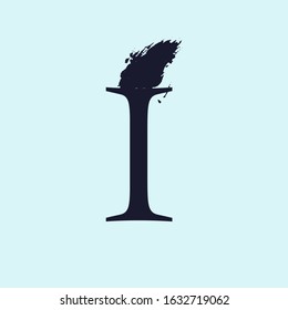 Letter I logo. Custom serif style lettering with hand drawn brush stroke. Classic vector font for your fashion poster, jewelry badge, vintage banner, boutique card etc.
